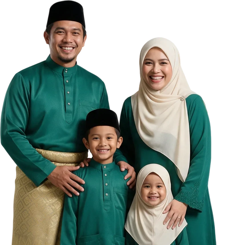 Keluarga Melayu berbaju raya
